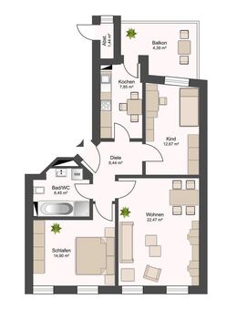 ? ? SCHICKE 3 RAUM WOHNUNG Kaßberg - Carport / Balkon / Wanne / Dusche ? ? - Chemnitz