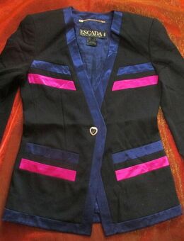 NEU * Original * DESIGNER * VINTAGE * Multicolor * Schurwolle * Business * Ausgeh * Kostüm * Anzug * BLAZER * Jacke "ESCADA" MAGARETHA LEY * Gr. 38- 40/ S- M * schwaz * royal- königs- blau * pink * - Riedlingen