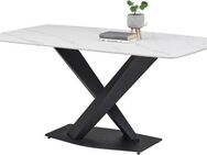 Stolkom Sp.z.o.o. Esstisch Ventura Esszimmertisch Keramik, Esstisch Keramik BxHxT 180x75x90 cm, Keramikoberfläche abgerundete Ecken, Metallgestell schwarz matt