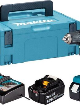 Makita Akku-Bohrschrauber DDF485RFJ, inkl. 2 Akkus 18V/3Ah, Ladegerät und Koffer