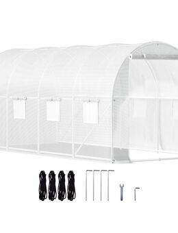 Foliengewächshaus 4,6x2,1x2,1m Bogendach Gewächshaus Verzinkter Stahlrahmen PE Abdeckung Frühbeet Treibhaus Wasserdicht UV-Beständig weiss Mobiler Folientunnel Ideal für Anbau von Gemüse Blumen Set453 - Wuppertal