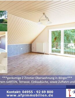 ***geräumige 2 Zimmer Oberwohnung mit EBK in Börger*** mit eigenem Garten, Terrasse, sowie Zufahrt und Carport - Börger