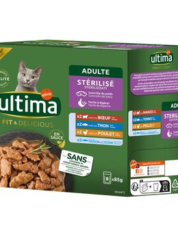Ultima Sterilized Katze 8 x 85 g - Mix II (Huhn, Rind, Thunfisch, Seefisch)