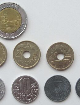 8 Münzen EU-Altwährungen: Italien, Spanien, Österreich - Münster