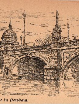 Alte Grafik : Lange Brücke in Potsdam , Grafik von Ernst Faehndrich (1881 - 1962 ) , Blattgröße 18cm x 12cm , M400 - Görlitz