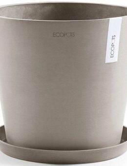 ECOPOTS Blumentopf Amsterdam 40 + Wassersystem Taupe, für innen und außen: frostsicher, bruchsicher und lichtbeständig