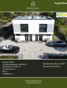 Energieeffizient A+: Doppelhaushälfte 170 m², 7 Zi, 3 Bäder, Einliegerwohnung, ohne Makler - Blankenfelde-Mahlow