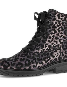 Gabor PISA Schnürstiefelette, Blocakabsatz, Schnürboots im Animal-Look, Komfortweite G