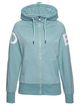 Elbsand Kapuzensweatjacke mit großem Logodruck hinten, bequeme Freizeitjacke mit Taschen