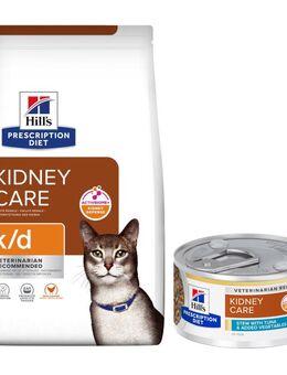 8 kg Hill's Prescription Diet Trockenfutter + 6 x 82 g passendes Nassfutter gratis! - k/d Kidney Care mit Huhn + 6 x 82 g Ragout mit Thunfisch & zugefügtem Gemüse