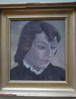 Ölgemälde , Portrait einer Frau , signiert August Hofer ( 1899 - 1981) , verschollene Generation - Görlitz