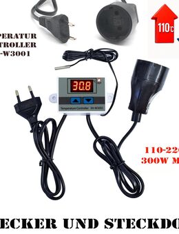 LED TEMPERATURREGLER 230V DIGITAL THERMOSTAT NTC SENSOR HEIZUNG KÜHLUNG XH-W3001TEMPERATURREGLER TERRARIUM AQUARIUM 300W - Nürnberg