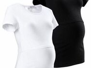 Neun Monate Umstandsshirt, 2er Pack T-Shirts für Schwangerschaft und Stillzeit (Packung, 2-tlg) kurzärmelig, figurbetonte Passform, unifarben, Rundhalsausschnitt