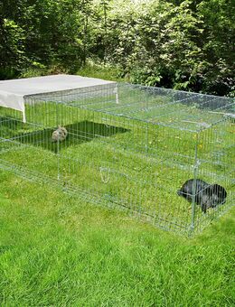 Kerbl Freigehege 4-Eck mit Ausbruchsperre und Gitterdach, groß - L 200 x B 100 x H 60 cm