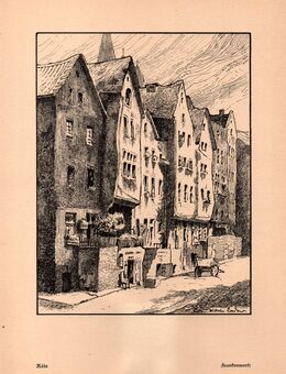 Grafik : Köln - Frankenwerft , Wilhelm Zadow , In der Platte signiert , Blatt 29cm x 21cm , Abbildung 20,5cm x 15,5cm , M7 - Görlitz