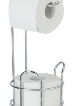WENKO Toilettenpapierhalter Toilettenpapierhalter mit Ablage, freistehender Klopapierhalter mit Ersatzrollenhalter und Ablage