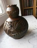 Glas Flasche mit Holz-Ummantelung aus Ungarn ? Likörflasche Deko 7,- in 24944