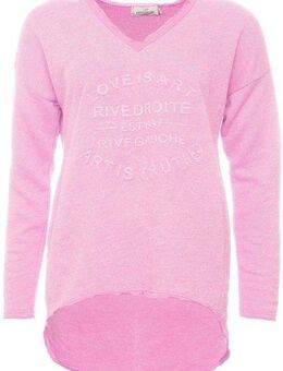 Zwillingsherz Sweatshirt ausgefranster V-Ausschnitt, Vintage Look, Langarm
