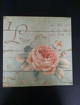 Deko Bild gemalt auf Leinwand- I Love You - 24x24cm - Essen