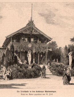 Grafik : Die Trinkhalle in den Coblenzer Rheinanlagen., Koblenz , Nach der Natur von A. Zick , Blatt 19,5cm x 15,5cm , M7 - Görlitz