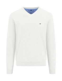 FYNCH-HATTON Strickpullover mit Logostickerei und V-Ausschnitt