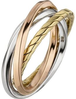 JOBO Silberring Wickelring, verschlungen 925 Silber tricolor dreifarbig vergoldet