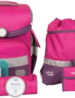 SCHOOL-MOOD® Schulranzen Timeless, Luisa (Einhorn) (Set, 7-tlg), mit LED-Patchy, aus recyceltem Material
