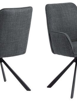 ACTONA GROUP Esszimmerstuhl Glenda, gepolsterter komfortabel Stuhl mit Armlehnen, drehbar, 2er-Set, gepolstert, mit Armlehne, schwarze Stahlbeine, drehbar, 2er-Set
