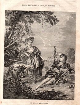 Alte Grafik : Ecole francais - Francois Boucher , Le berger recompense . , Blattgröße 30,5cm x 21cm ,M400 - Görlitz