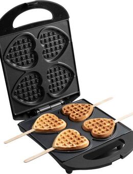 bestron Waffeleisen DSW271 für Herzwaffeln am Stiel, 780 W, für Herzwaffeln am Stiel, Retro Design