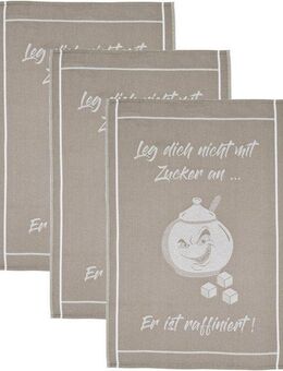 ROSS Geschirrtuch Leg dich nicht mit Zucker an, er ist raffiniert, (Set, 3-tlg), Sprüchetuch, aus 100% Baumwolle