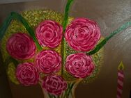 Bild Blumen in Vase selbst gemalt / Unikat schönes Geschenk zu Muttertag - Heiligenhaus