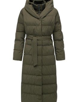 Ragwear Steppmantel Niani Long Langer warmer Wintermantel mit Bindegürtel