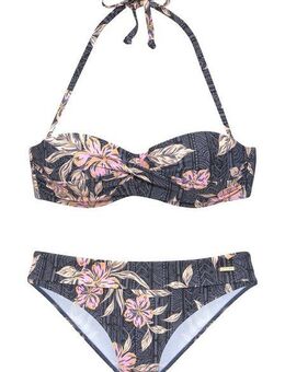 Sunseeker Bandeau-Bikini mit grafisch-floralem Muster
