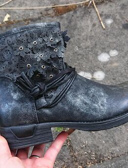 Gr. 36 + 37, Sommer Stiefeletten Western Boots, schwarz-silber glänzend - Bruchköbel