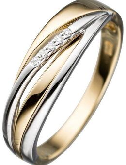 JOBO Diamantring, 585 Gold bicolor mit 5 Diamanten