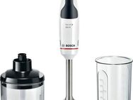 BOSCH Stabmixer ErgoMaster Serie 4 MSM4W220, 4 Klingen, Zerkleinerer, Becher, weiß, 600 W, Mixfuß Edelstahl, großer Bedienhebel, Keramikkupplung, Made in Europe