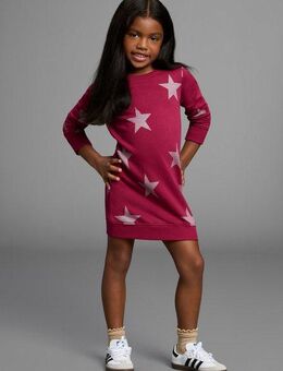 KIDSWORLD Sweatkleid Sterne-Allover Kleid für kleine Mädchen Sweatkleid mit Glitzerdruck
