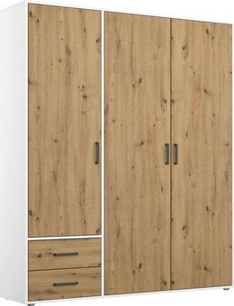 rauch Drehtürenschrank Kleiderschrank Schrank Garderobe Wäscheschrank VOYAGER (in 3 verschiedenen Ausstattungen BASIC/CLASSIC/PREMIUM) moderne Griffe in Graumetallic mit Außenschubkästen MADE IN GERMANY