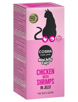 Sparpaket Cosma Mini Jelly Cups 12 x 25 g - Hühnchen/Shrimps