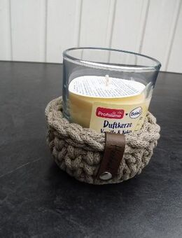 Duftkerze im Glas Vanille&Kokos+Halter maritim handmade geknotet? neu zusammen 4,- - Flensburg