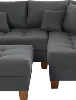 Home affaire Ecksofa Rice L-Form, B: 216 cm, Set, Set: Sofa & Hocker, mit 3 Zierkissen, Federkern