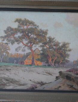 Bild Aquarell , Worpswede bei Bremen , Moor - und Torfgebiet , signiert C. Sasse , ca. 1930 , Größe des Bildes 31,5cm x 27cm ,K329 - Görlitz