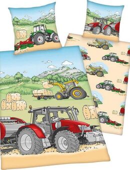 Herding Young Collection Kinderbettwäsche Traktor, Flanell, mit tollem "Traktor" Motiv