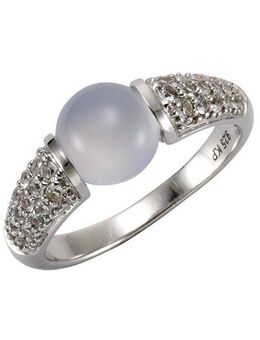Jamelli Fingerring 925 Silber rhod. Chalcedon und Weißtopas