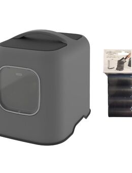 Rotho MyPet Katzentoilette BIALA - Sparset: Katzentoilette anthrazit + 4 x Hygienebeutel