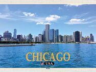 Schönes Holzschild Chicago Skyline USA Wandbild - Berlin