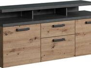 Home affaire TV-Schrank Ambres (1-St) Lowboard inklusive Aufsatz in Eiche/Grau - Mit Vollauszug-Funktion