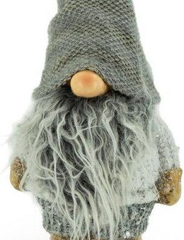NOOR LIVING Weihnachtsfigur Wichtel mit langen Pluschbart und glitzer Pullover, stehend (1 St), Dekofigur, Weihnachtsdeko, Höhe ca. 40 cm