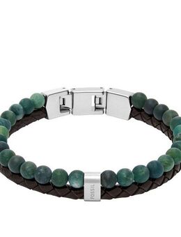 Fossil Armband Schmuck Geschenk Edelstahl Leder Armschmuck JEWELRY, mit Moosachat